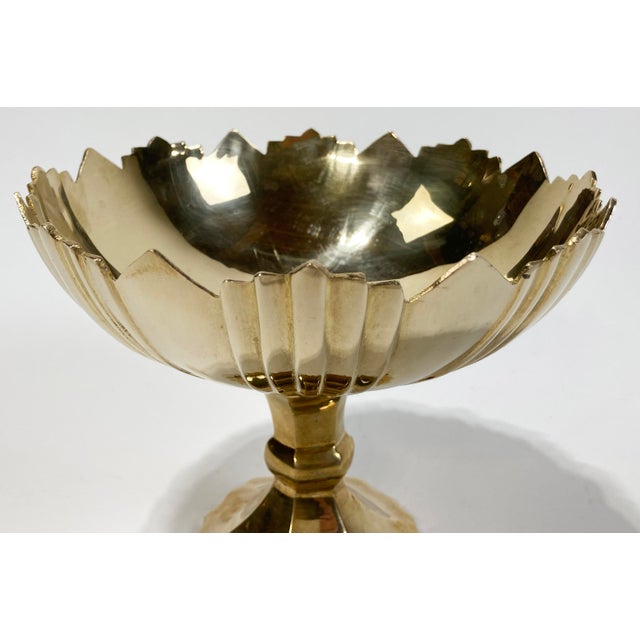 Vintage Art Deco Style Brass Compote Pedestal Bowl For Sale In Kansas City - Image 6 of 7
