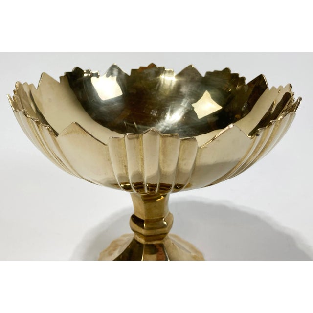 Vintage Brass Art Deco Style Compote Pedestal Bowl For Sale In Kansas City - Image 6 of 7