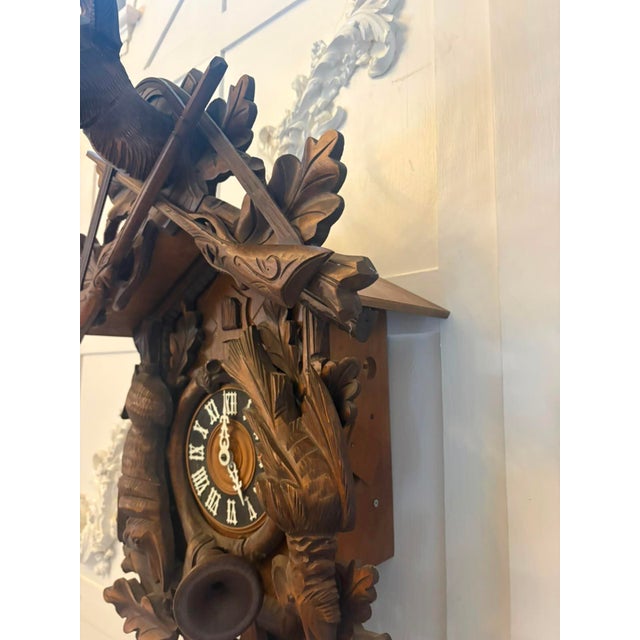 Antique Black Forest Carved Walnut Cuckoo Clock, 1900 For Sale - Image 12 of 13