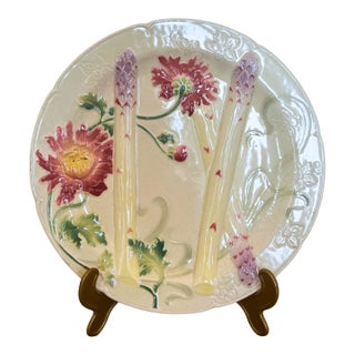 19th Century French Asparagus Plate, St Clément, Circa 1890 For Sale