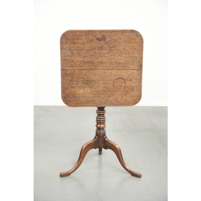 Antique English Oak Tilt-Top Table in Square Shape, 19th Century For Sale - Image 3 of 15