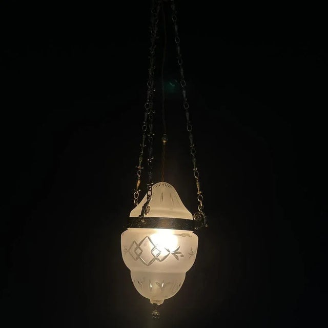 Art Nouveau Ceiling Lamp in Bronze, 1900s For Sale - Image 10 of 12