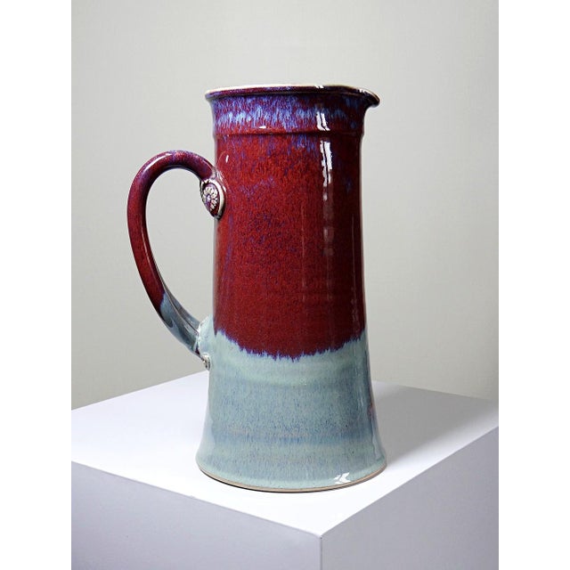 Ceramic Large Flamed Oxblood Glazed Stoneware Art Jug by Michel Goldstyn for Lévéjac, 1990s For Sale - Image 7 of 15
