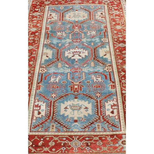 Early 20th Century Red, Blue, and Ivory Antique Persian Malayer Rug With Blossom Design 4' X 6'9 For Sale - Image 5 of 10