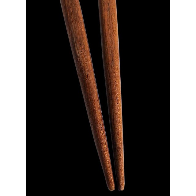 Chestnut 1960s Norwegian Teak Wood and Stainless Steel Salad Servers, a Pair For Sale - Image 8 of 9