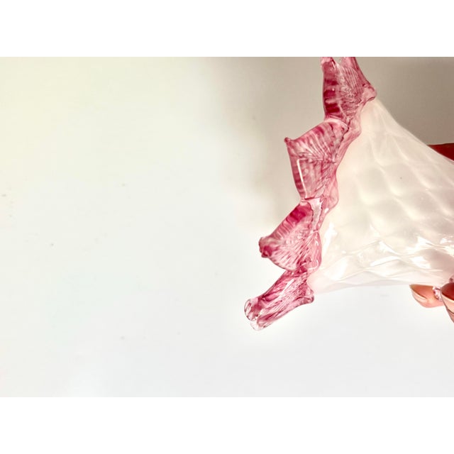 Glass Pair Vintage Venetian Murano Opaline & Pink Cranberry Glass Chandelier Lamp Replacement Components For Sale - Image 7 of 12