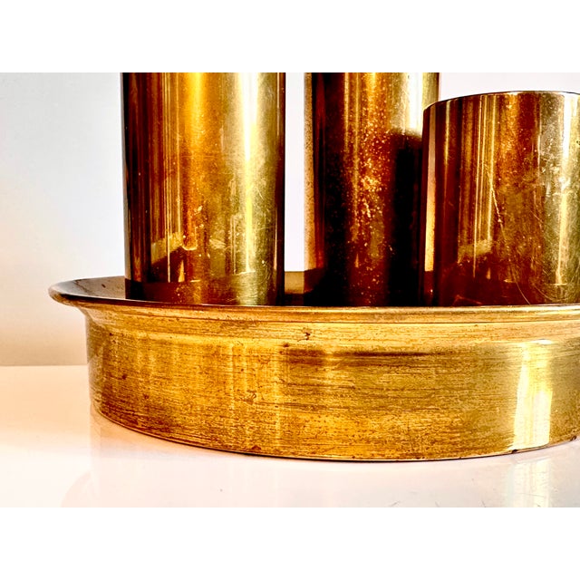 Scandinavian Modern Candleholders with Vase & Tray in Brass from Ekte Norsk Odel, Norway, 1960s, Set of 4 For Sale - Image 4 of 15