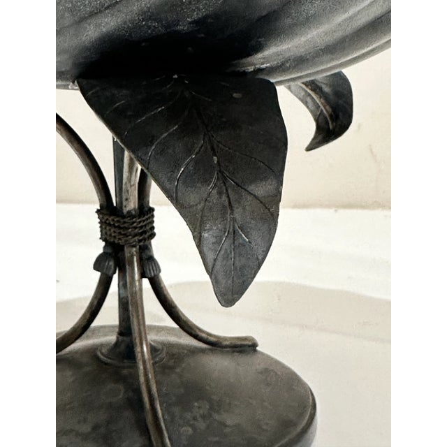 Metal Art Nouveau Pewter Calla Lily Compote – Early 20th Century Elegance For Sale - Image 7 of 11