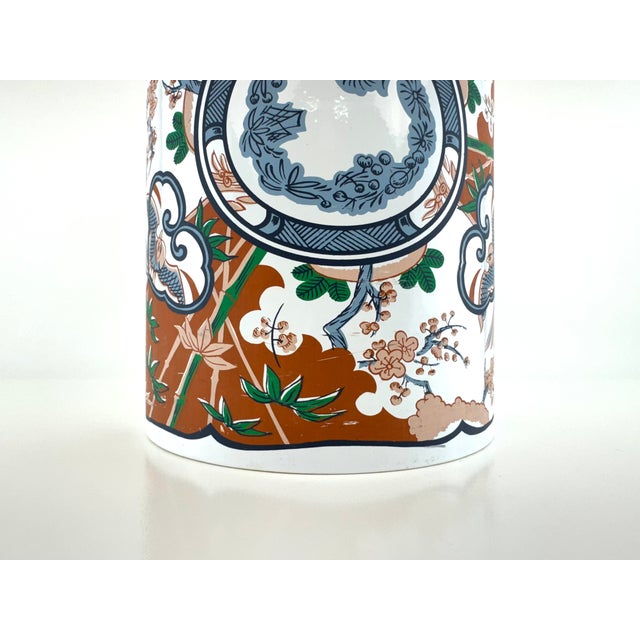 Georges Briard 1960s Mid-Century Georges Modern Briard Lidded Ice Bucket With Lucite Handle Chinoiserie Motif For Sale - Image 4 of 12