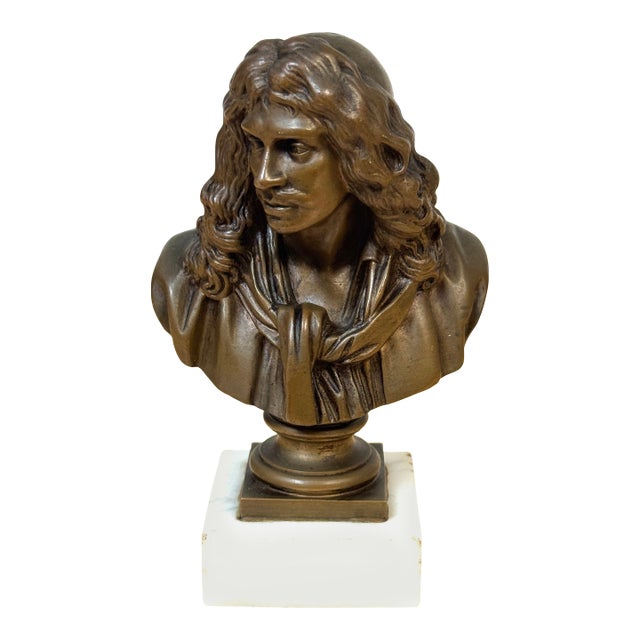 Bronze Reduction Bust of Molière by F. Barbedienne, after Caffieri For Sale