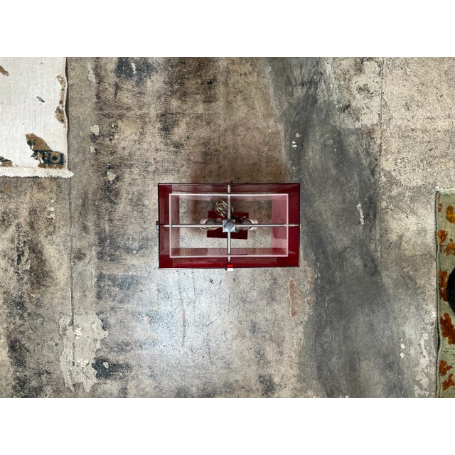 Red Vintage Italian Red Acrylic Table Lamp 1980s For Sale - Image 8 of 8