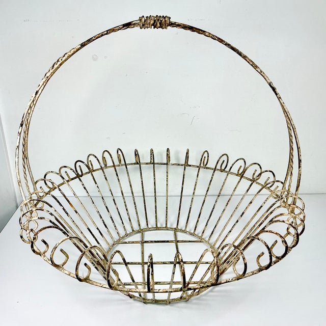 1950s Vintage French Art Nouveau Boho Chic Large Jardiniere Basket Planter. For Sale - Image 14 of 14