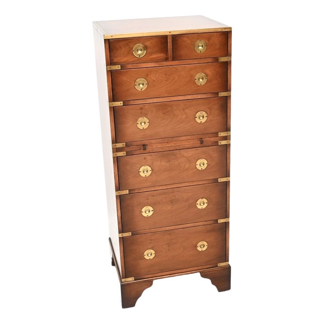 Yew Wood Military Campaign Chest of Drawers, 1950 For Sale