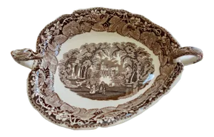 Mason’s Vintage 1940 Ironstone China Brown & White “Vista” Dragon Head Serving Dish