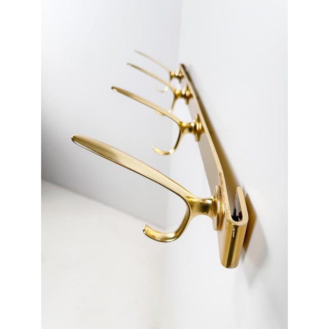 Mid-Century Gilt Metal Wall Coat Rack with 4 Hooks, 1960s For Sale - Image 15 of 18