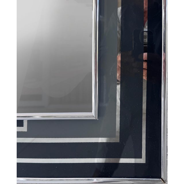 Metal Mid-Century Modern Monochromatic-Toned Wall Mirror For Sale - Image 7 of 8