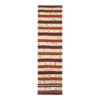 Vintage Turkish Kilim Runner Rug - 3`1" X 11`4" For Sale