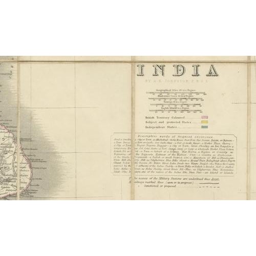 Cream Johnstons Travelling Map of India on Linen in Original Cloth, 1857 For Sale - Image 8 of 14
