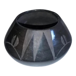 Early 20th Century Native American Black Pottery Bowl
