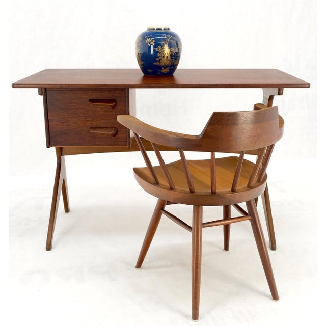 Danish Mid-Century Modern Teak Asymmetrical Z Shape Base Low Profile Desk For Sale - Image 9 of 12