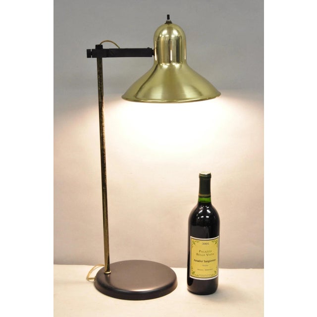 Vintage Mid Century Modern Adjustable Height Brass Cone Task Desk Lamp For Sale - Image 12 of 15