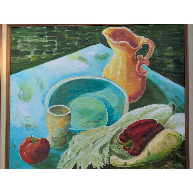Vintage Still Life Painting on Canvas Framed and Signed by the Artist 29"H x 25"W Actual Canvas (not including frame)...