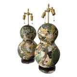 Contemporary Large Two Ball Scagliola Table Lamps - a Pair For Sale