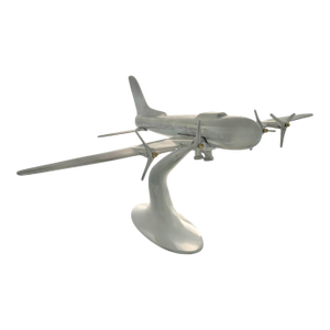 Late 20th Century Airplane Model Large Aluminum Propeller Aircraft on Stand Vintage Office Decor