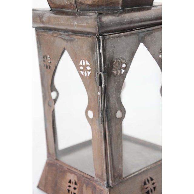 Moroccan Square Tole and Clear Glass Candle Lantern For Sale - Image 4 of 18