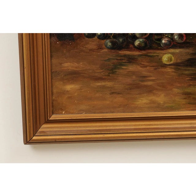 Mid 19th Century American School Still Life of Peaches and Grapes Oil Painting, Framed For Sale - Image 11 of 13