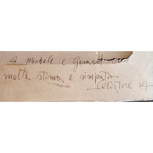 Sotgi Salvatotre, Seascape, 1975, Charcoal & Pastel & Pencil & Cut Glass & Paper, Framed For Sale - Image 4 of 5