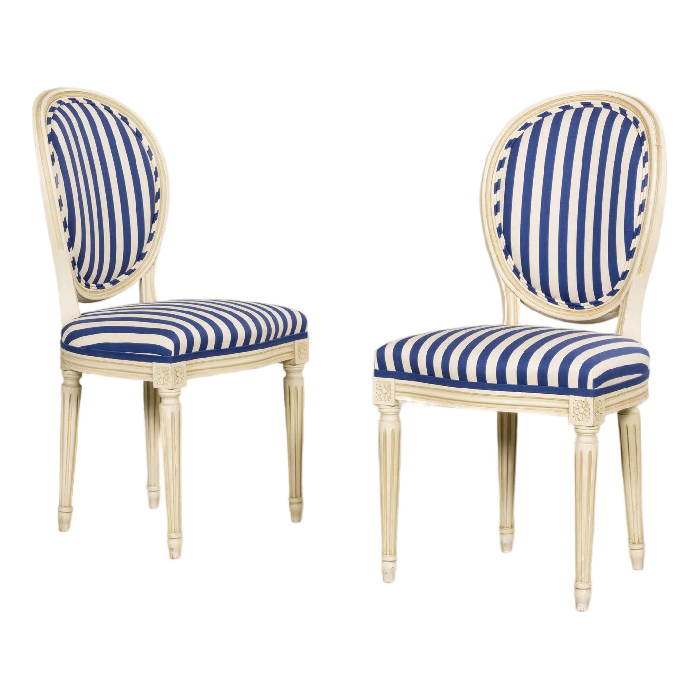 Pair of Antique French Louis XVI Style Painted Side Chairs in Blue ...