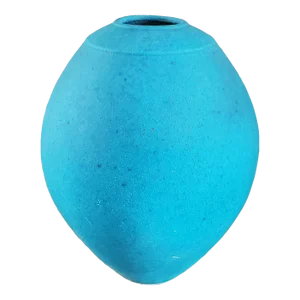 1980s Japanese Glazed Turquoise Blossom Vase in the Style of Mitsuo Shoji