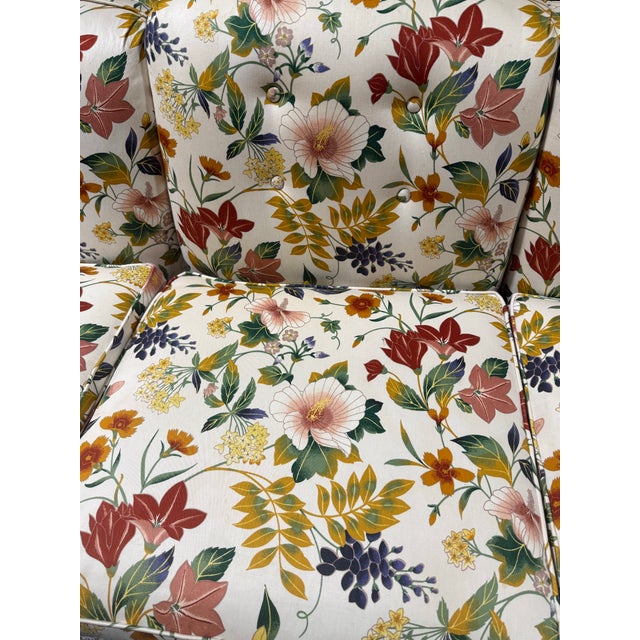 Ethan Allen Mid 20th Century Ethan Allen Floral Upholstered Three-Seat Sofa For Sale - Image 4 of 12