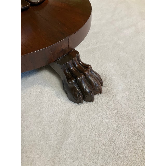 Antique 1800s Rosewood Pedestal Plant Holder Removable Copper Insert, Three-Legged Lions Hairy Paw For Sale - Image 9 of 12