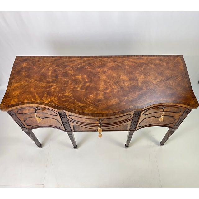 Early 20th Century Theodore Alexander "Althorp Living History" Sheraton Style Serpentine Sideboard For Sale - Image 11 of 18