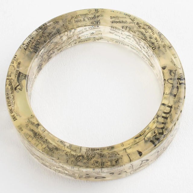 John Galliano Clear Acrylic Resin Bracelet Bangle with Newspaper Inclusions For Sale In Atlanta - Image 6 of 17