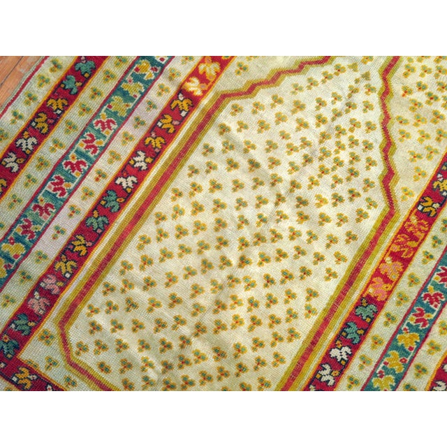 Folk Art Antique Zabihi Collection Turkish Ghiordes Prayer Rug - 3'8" x 5'4" For Sale - Image 3 of 10
