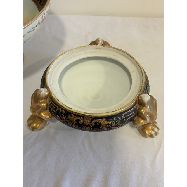 Antique Hand Painted Nippon Two-Piece Centerpiece Bowl With Footed Pedestal Base For Sale - Image 14 of 16