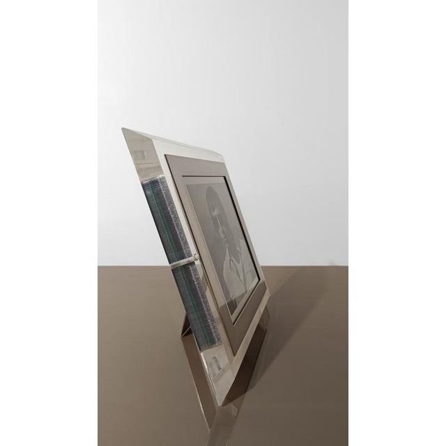 Silver Mid-Century Italian Picture Frame in Acrylic Glass and Chrome, 1970s For Sale - Image 8 of 15
