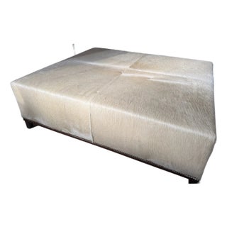 Custom Upholstered Hair on Hide Ottoman For Sale