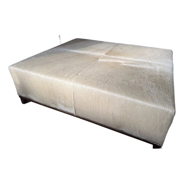 Custom Upholstered Hair on Hide Ottoman For Sale
