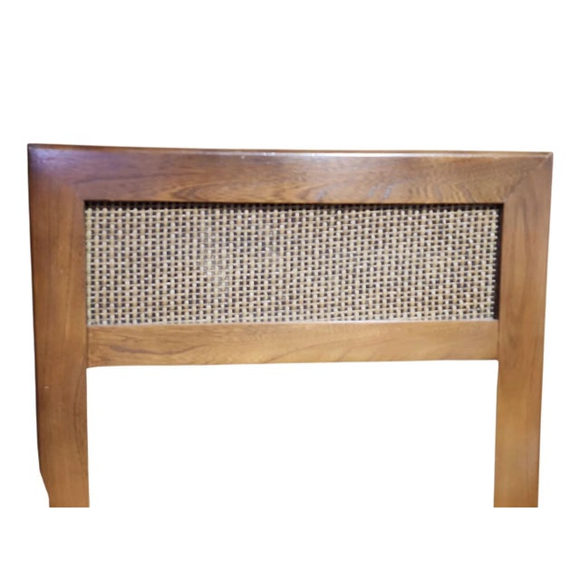 Mid-Century Modern Mid Century Modern Dixie Furniture Pecan and Cane Trumeau Mirror For Sale - Image 3 of 4