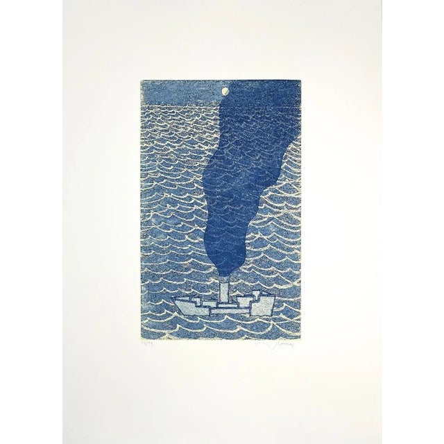Ship Smoke is an original etching print realized by Francesco Casorati in the 1970s. Hand-signed on the lower right in...