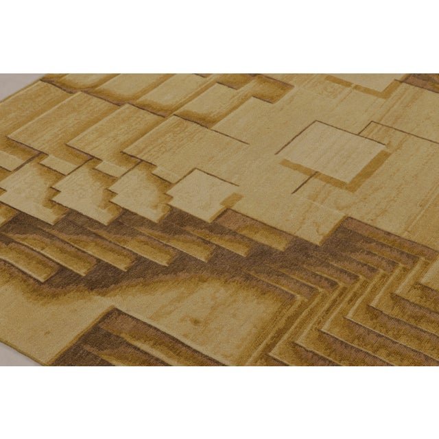 Contemporary Rug & Kilim's Modern Optical Illusion Rug in Canyon Gold and Mocha For Sale - Image 3 of 9