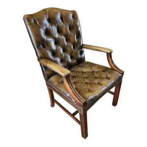 English Style Tufted Leather Armchair