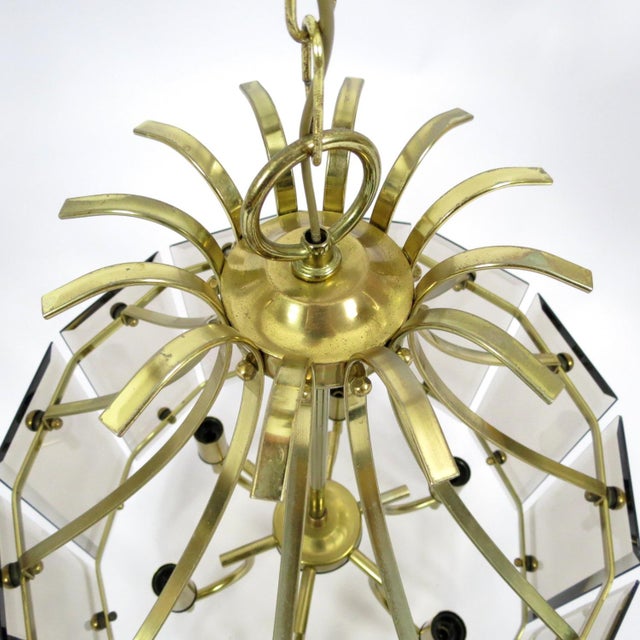 1970s Brass & Smoked Glass Ceiling Lamp, 1970s For Sale - Image 5 of 8