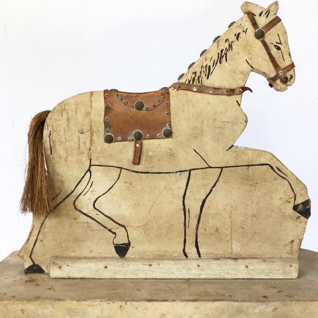 American Antique Wood Horse Pull Toy For Sale - Image 3 of 7