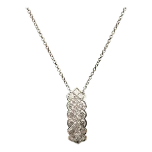 Princess Cut Cluster Pendant Drop Necklace in 18k White Gold