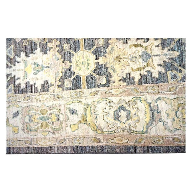 Charcoal 21st Century Turkish Oushak Wool 9x14 Charcoal, Ivory & Yellow Handmade Area Rug #1144102 For Sale - Image 8 of 11